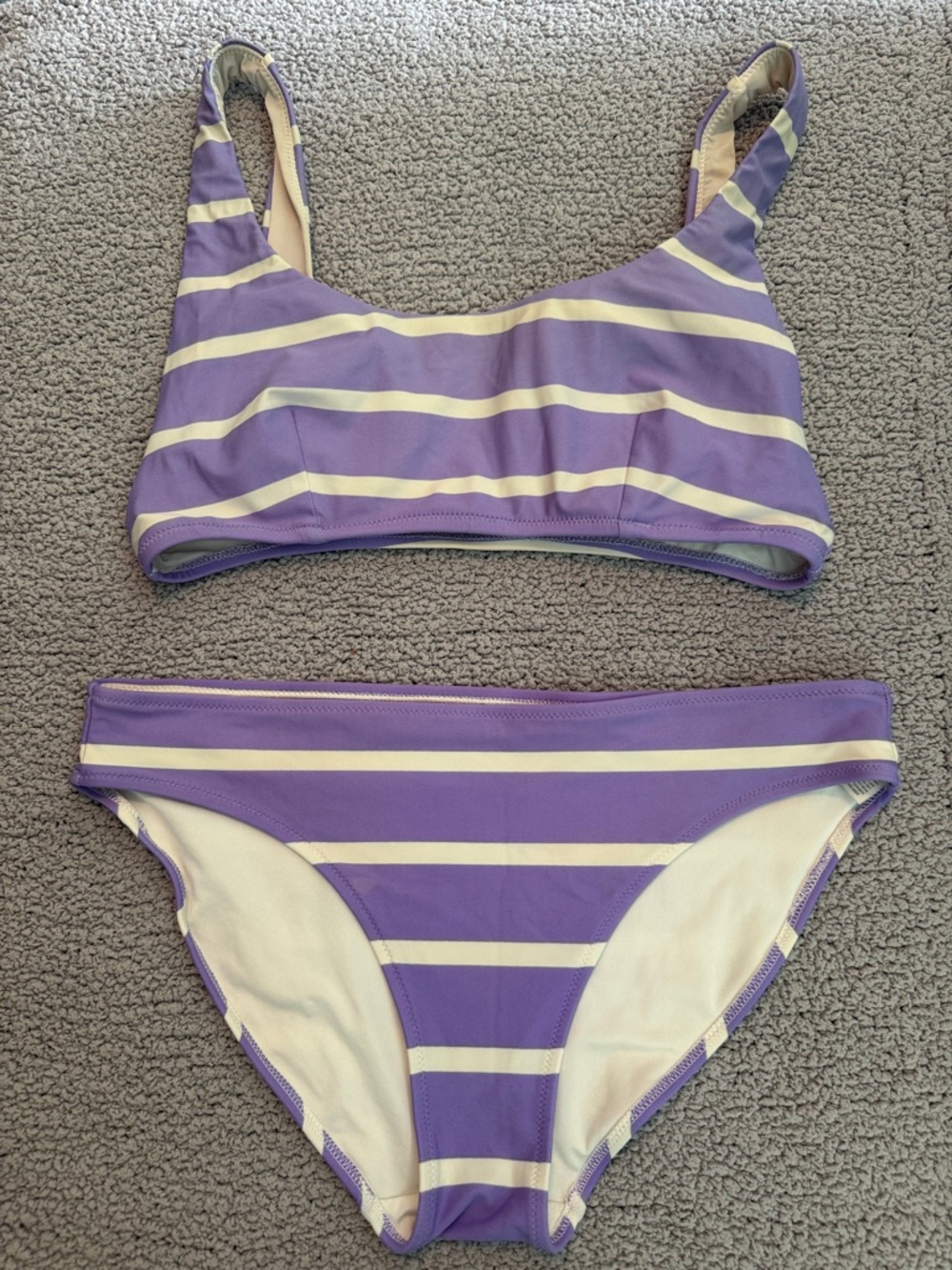 aerie Lavender and White Striped Bikini Set